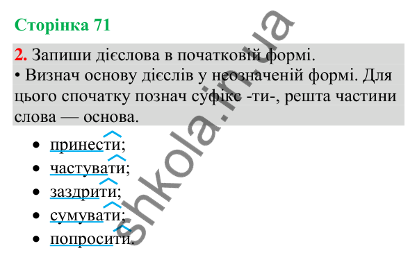Відповідь до завдання 2, сторінка 71 - ГДЗ Українська мова та читання 4 клас Большакова 2026 частина 2