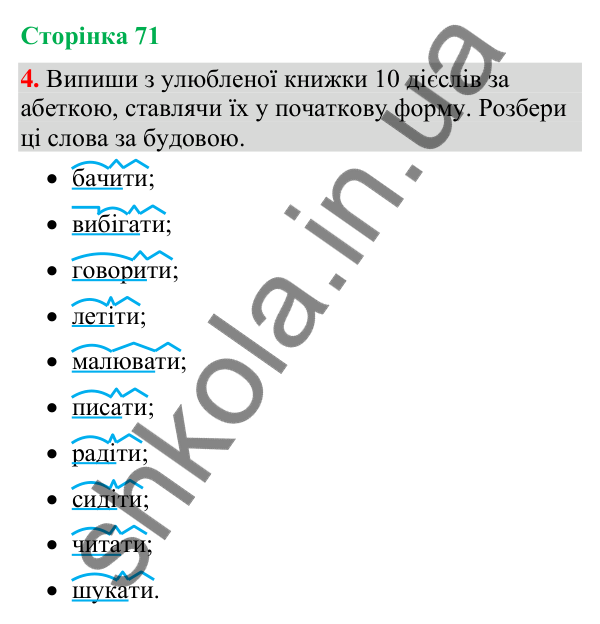 Відповідь до завдання 4, сторінка 71 - ГДЗ Українська мова та читання 4 клас Большакова 2026 частина 2