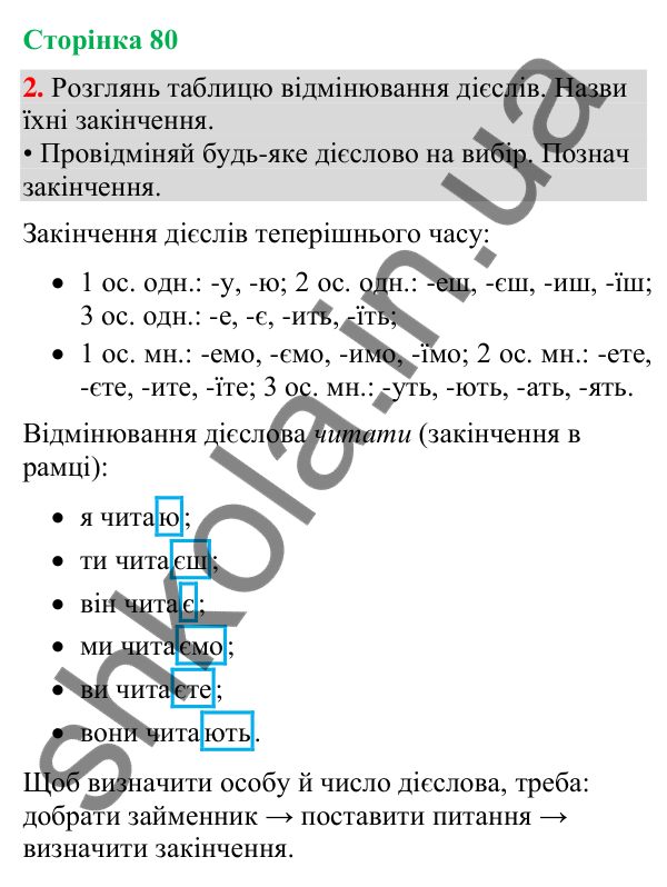Відповідь до завдання 2, сторінка 80 - ГДЗ Українська мова та читання 4 клас Большакова 2026 частина 2