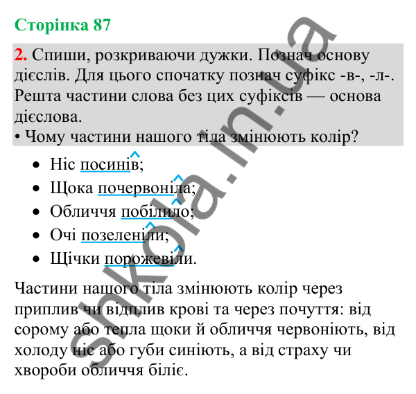 Відповідь до завдання 2, сторінка 87 - ГДЗ Українська мова та читання 4 клас Большакова 2026 частина 2