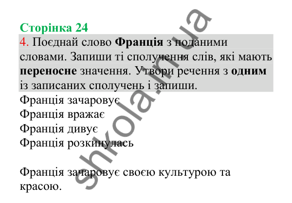 Відповідь до завдання 4, сторінка 24 - ГДЗ Українська мова 4 клас Пономарьова 2026 частина 1