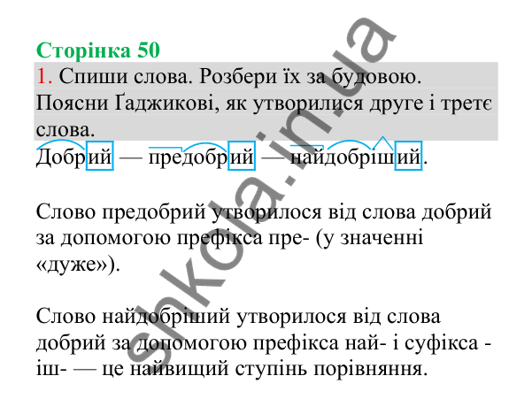 Відповідь до завдання 1, сторінка 50 - ГДЗ Українська мова 4 клас Пономарьова 2026 частина 1