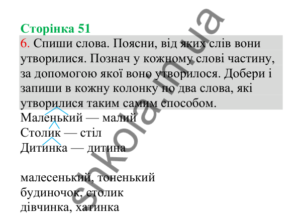 Відповідь до завдання 6, сторінка 51 - ГДЗ Українська мова 4 клас Пономарьова 2026 частина 1