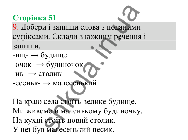 Відповідь до завдання 9, сторінка 51 - ГДЗ Українська мова 4 клас Пономарьова 2026 частина 1
