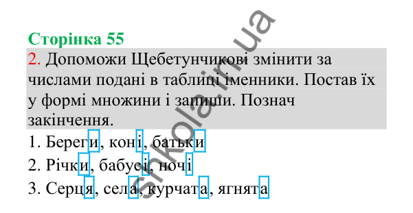 Відповідь до завдання 2, сторінка 55 - ГДЗ Українська мова 4 клас Пономарьова 2026 частина 1