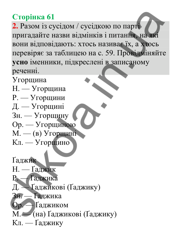 Відповідь до завдання 2, сторінка 61 - ГДЗ Українська мова 4 клас Пономарьова 2026 частина 1