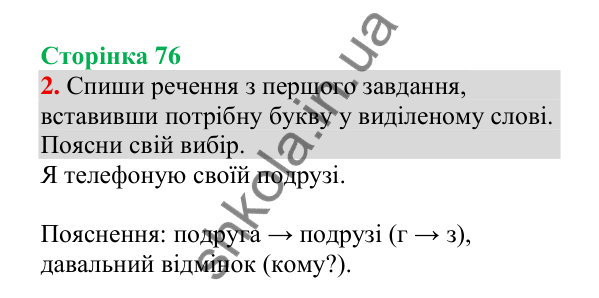 Відповідь до завдання 2, сторінка 76 - ГДЗ Українська мова 4 клас Пономарьова 2026 частина 1