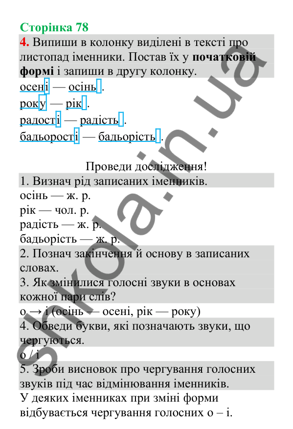Відповідь до завдання 4, сторінка 78 - ГДЗ Українська мова 4 клас Пономарьова 2026 частина 1