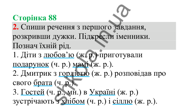 Відповідь до завдання 2, сторінка 88 - ГДЗ Українська мова 4 клас Пономарьова 2026 частина 1