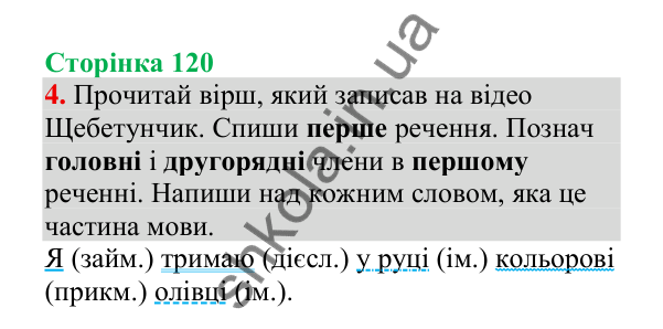 Відповідь до завдання 4, сторінка 120 - ГДЗ Українська мова 4 клас Пономарьова 2026 частина 2