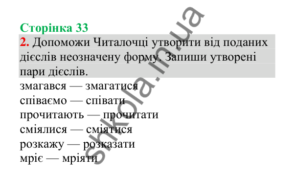 Відповідь до завдання 2, сторінка 33 - ГДЗ Українська мова 4 клас Пономарьова 2026 частина 2