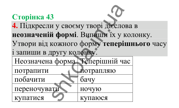 Відповідь до завдання 4, сторінка 43 - ГДЗ Українська мова 4 клас Пономарьова 2026 частина 2