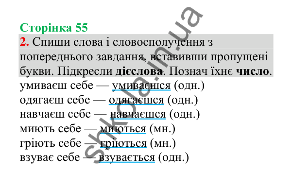 Відповідь до завдання 2, сторінка 55 - ГДЗ Українська мова 4 клас Пономарьова 2026 частина 2