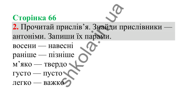 Відповідь до завдання 2, сторінка 66 - ГДЗ Українська мова 4 клас Пономарьова 2026 частина 2