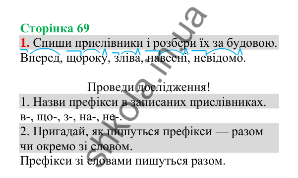 Відповідь до завдання 1, сторінка 69 - ГДЗ Українська мова 4 клас Пономарьова 2026 частина 2