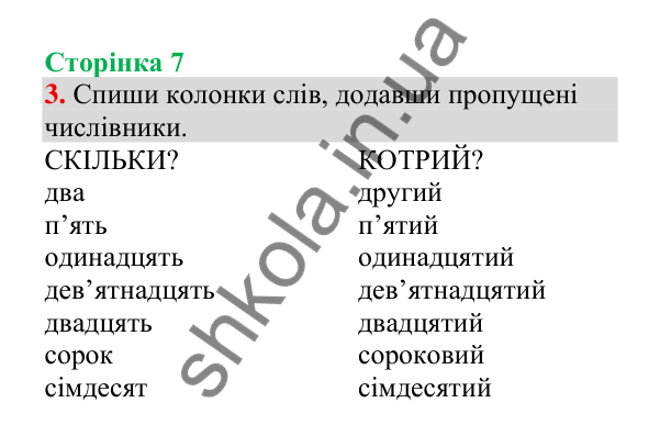 Відповідь до завдання 3, сторінка 7 - ГДЗ Українська мова 4 клас Пономарьова 2026 частина 2