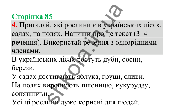 Відповідь до завдання 4, сторінка 85 - ГДЗ Українська мова 4 клас Пономарьова 2026 частина 2