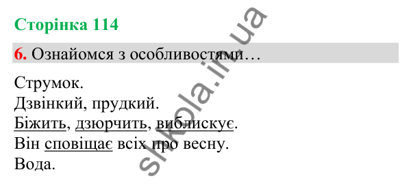 Сторінка 114, завдання 6 Відповідь до завдання 6, сторінка 114 - ГДЗ Українська мова та читання 4 клас Вашуленко 2026 частина 1