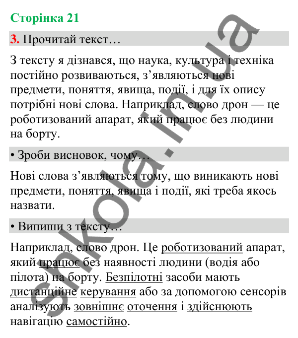 Сторінка 21, завдання 3 Відповідь до завдання 3, сторінка 21 - ГДЗ Українська мова та читання 4 клас Вашуленко 2026 частина 1