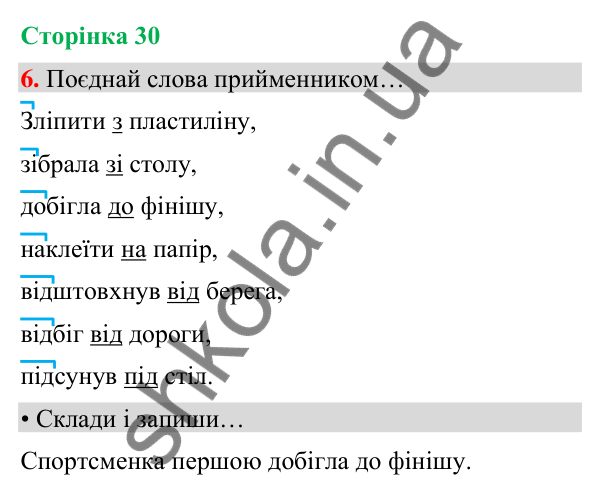 Сторінка 30, завдання 6 Відповідь до завдання 6, сторінка 30 - ГДЗ Українська мова та читання 4 клас Вашуленко 2026 частина 1