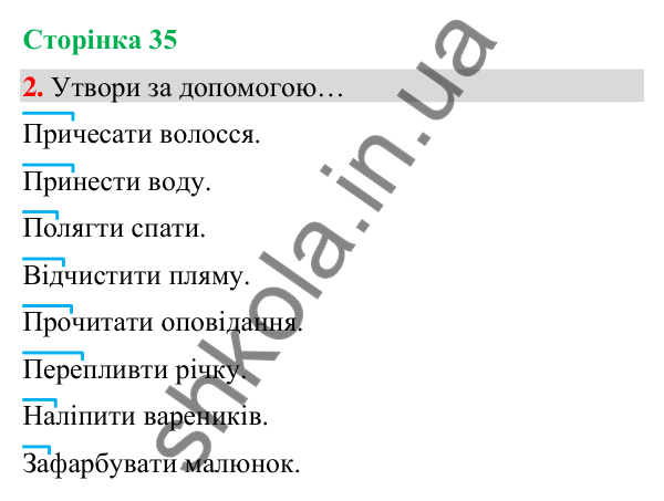 Сторінка 35, завдання 2 Відповідь до завдання 2, сторінка 35 - ГДЗ Українська мова та читання 4 клас Вашуленко 2026 частина 1