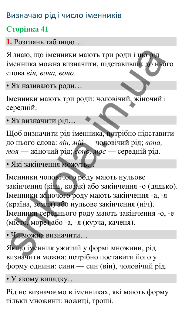 Сторінка 41, завдання 1 Відповідь до завдання 1, сторінка 41 - ГДЗ Українська мова та читання 4 клас Вашуленко 2026 частина 1