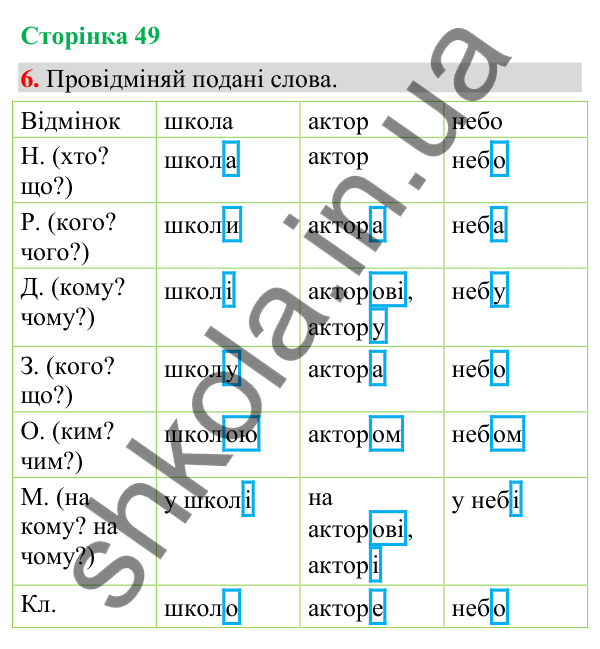 Сторінка 49, завдання 6 Відповідь до завдання 6, сторінка 49 - ГДЗ Українська мова та читання 4 клас Вашуленко 2026 частина 1