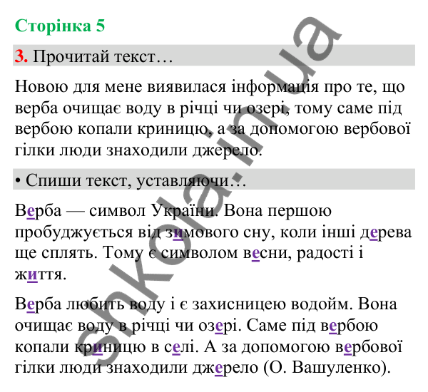 Сторінка 5, завдання 3 Відповідь до завдання 3, сторінка 5 - ГДЗ Українська мова та читання 4 клас Вашуленко 2026 частина 1