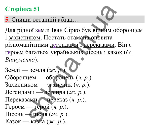 Сторінка 51, завдання 5 Відповідь до завдання 5, сторінка 51 - ГДЗ Українська мова та читання 4 клас Вашуленко 2026 частина 1