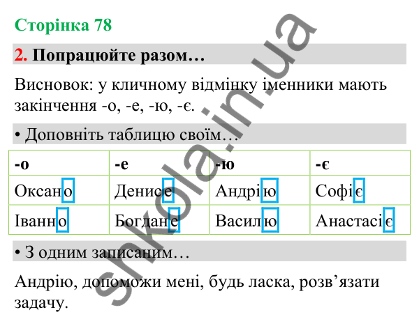 Сторінка 78, завдання 2 Відповідь до завдання 2, сторінка 78 - ГДЗ Українська мова та читання 4 клас Вашуленко 2026 частина 1