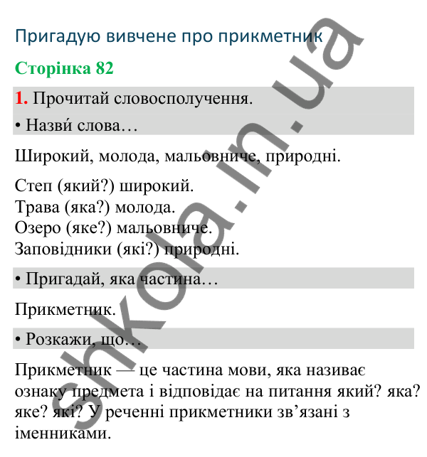 Сторінка 82, завдання 1 Відповідь до завдання 1, сторінка 82 - ГДЗ Українська мова та читання 4 клас Вашуленко 2026 частина 1
