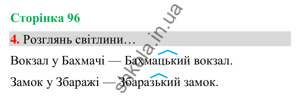 Сторінка 96, завдання 4 Відповідь до завдання 4, сторінка 96 - ГДЗ Українська мова та читання 4 клас Вашуленко 2026 частина 1