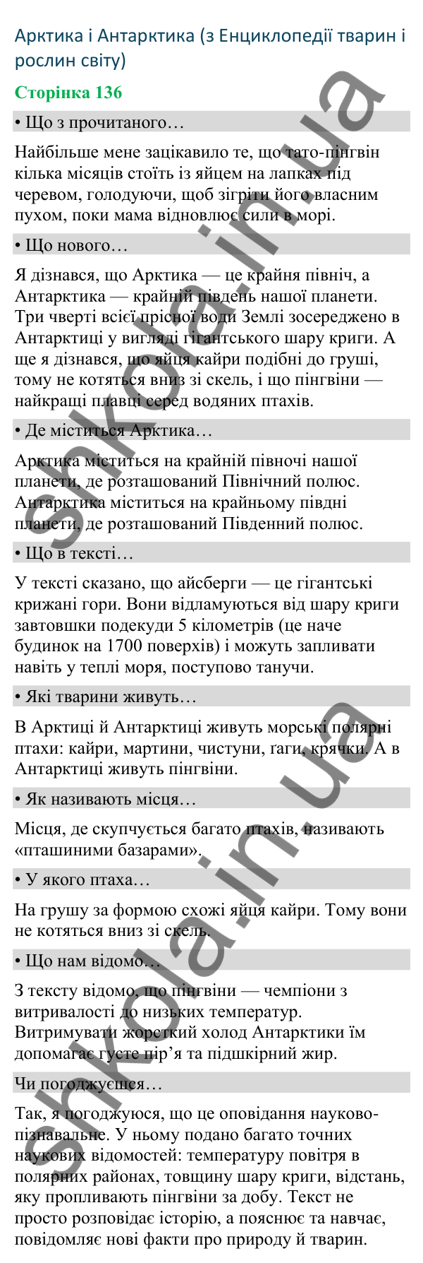 Відповіді до сторінки 136 - ГДЗ Українська мова та читання 4 клас Вашуленко 2026 частина 2