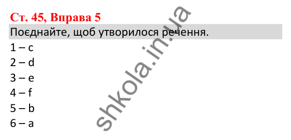 Сторінка 45, Вправа 5 Відповідь до завдання Вправа 5, сторінка 45 - ГДЗ Англійська мова 5 клас Карпюк 2022 зошит з граматики
