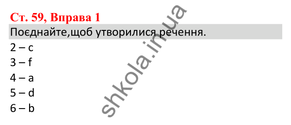 Сторінка 59, Вправа 1 Відповідь до завдання Вправа 1, сторінка 59 - ГДЗ Англійська мова 5 клас Карпюк 2022 зошит з граматики