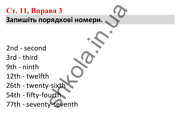 Відповідь до вправи 3, сторінка 11 - ГДЗ Робочий зошит Англійська мова 5 клас Карпюк 2022