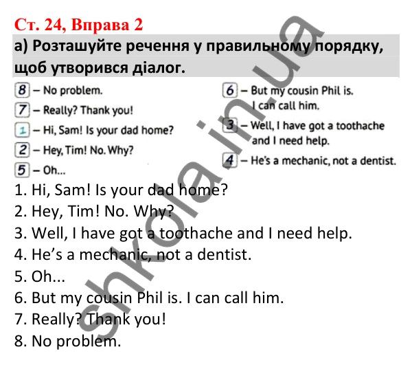 Відповідь до вправи 2, сторінка 24 - ГДЗ Робочий зошит Англійська мова 5 клас Карпюк 2022