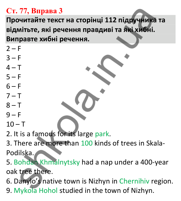 Відповідь до вправи 3, сторінка 77 - ГДЗ Робочий зошит Англійська мова 5 клас Карпюк 2022