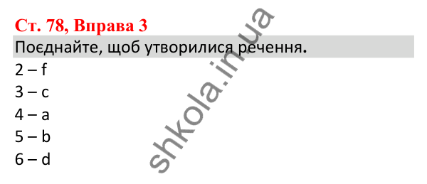 Відповідь до вправи 3, сторінка 78 - ГДЗ Робочий зошит Англійська мова 5 клас Карпюк 2022