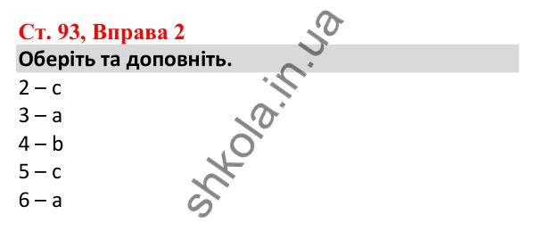 Відповідь до вправи 2, сторінка 93 - ГДЗ Робочий зошит Англійська мова 5 клас Карпюк 2022