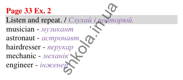 Відповідь до завдання Вправа 2, сторінка 33 (Unit 2. What about your family?) - ГДЗ Англійська мова 5 клас Карпюк 2022
