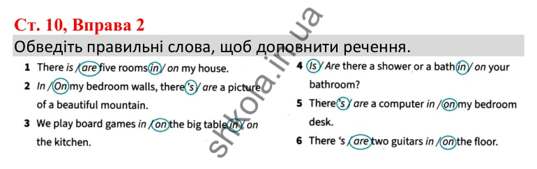 Ст. 10, Впр. 2 Відповідь до завдання Вправа 2, сторінка 10 - ГДЗ Англійська мова 5 клас Робінсон 2022 збірник вправ з граматики