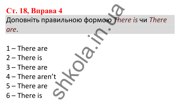 Ст. 18, Впр. 4 Відповідь до завдання Вправа 4, сторінка 18 - ГДЗ Англійська мова 5 клас Робінсон 2022 збірник вправ з граматики