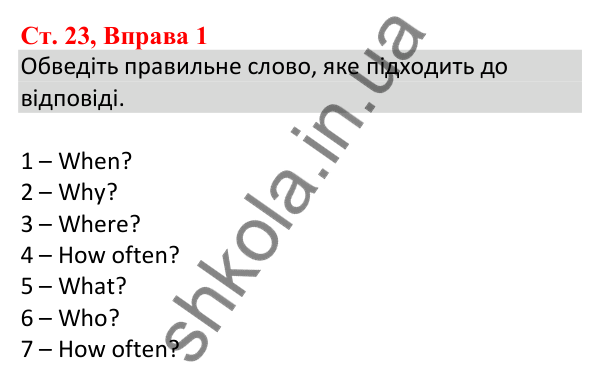 Ст. 23, Впр. 1 Відповідь до завдання Вправа 1, сторінка 23 - ГДЗ Англійська мова 5 клас Робінсон 2022 збірник вправ з граматики
