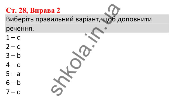 Ст. 28, Впр. 2 Відповідь до завдання Вправа 2, сторінка 28 - ГДЗ Англійська мова 5 клас Робінсон 2022 збірник вправ з граматики