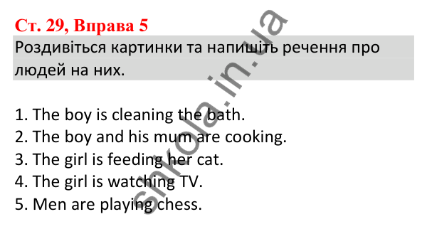 Ст. 29, Впр. 5 Відповідь до завдання Вправа 5, сторінка 29 - ГДЗ Англійська мова 5 клас Робінсон 2022 збірник вправ з граматики
