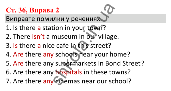 Ст. 36, Впр. 2 Відповідь до завдання Вправа 2, сторінка 36 - ГДЗ Англійська мова 5 клас Робінсон 2022 збірник вправ з граматики