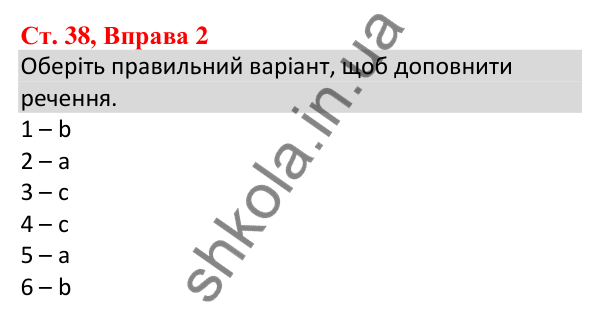Ст. 38, Впр. 2 Відповідь до завдання Вправа 2, сторінка 38 - ГДЗ Англійська мова 5 клас Робінсон 2022 збірник вправ з граматики