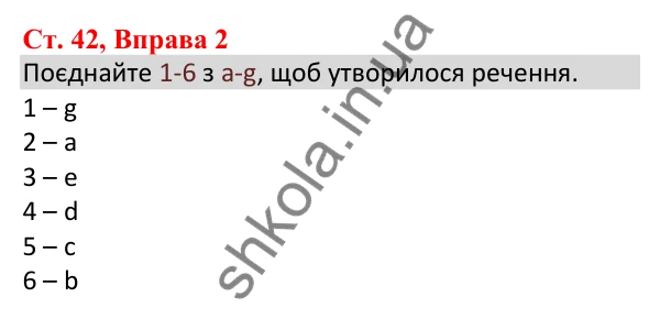 Ст. 42, Впр. 2 Відповідь до завдання Вправа 2, сторінка 42 - ГДЗ Англійська мова 5 клас Робінсон 2022 збірник вправ з граматики
