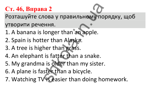 Ст. 46, Впр. 2 Відповідь до завдання Вправа 2, сторінка 46 - ГДЗ Англійська мова 5 клас Робінсон 2022 збірник вправ з граматики